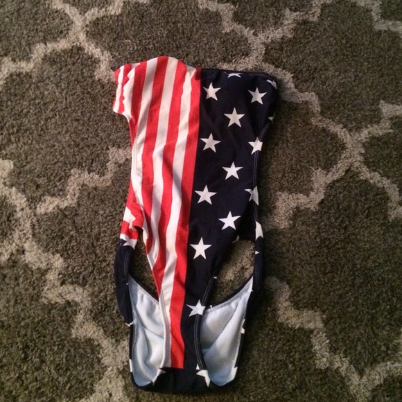 American Flag Print One Piece Swimsuit