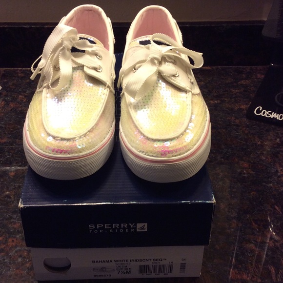 White Iridescent Sequins Bahama 2eye by Sperry