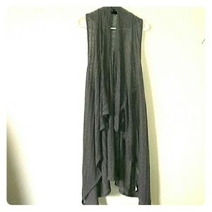 Long open front cardigan duster sleeveless XL