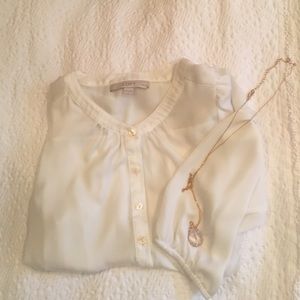 Loft cream blouse petite medium