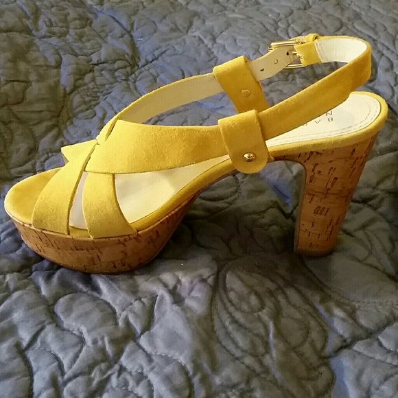 Barneys New York Yellow Suede Heeled Sandals - Picture 2 of 3