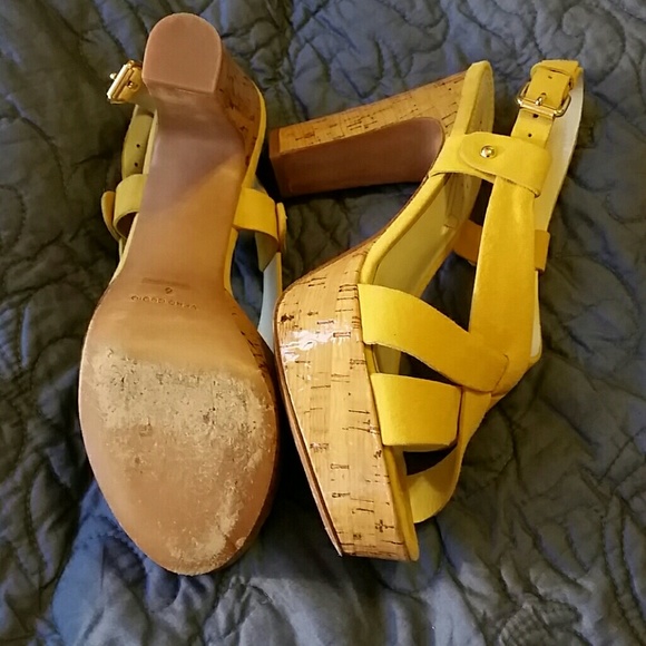 Barneys New York Yellow Suede Heeled Sandals - Picture 3 of 3