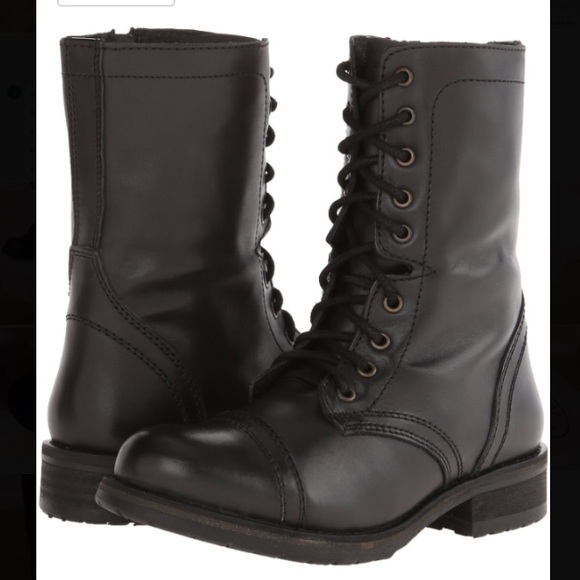 Steve Madden Troopa 2.0 Black Leather Combat Boots