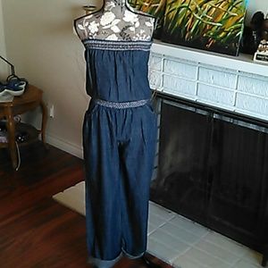 Body Central Denim Strapless Romper