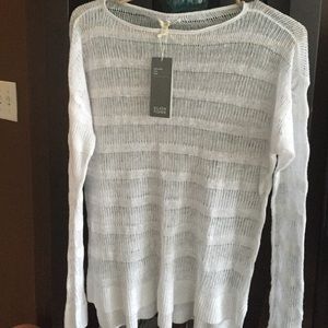 Eileen Fisher White Bateau NK Box Top - Sheer