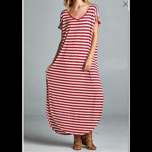 Oversize Stripe Jersey Maxi - Grey & White