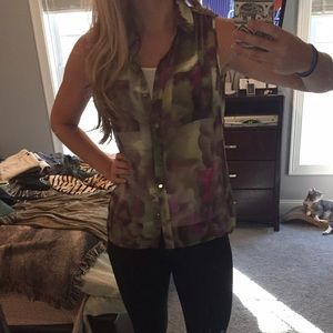 NWT- Silk Blouse with built in White Camisole