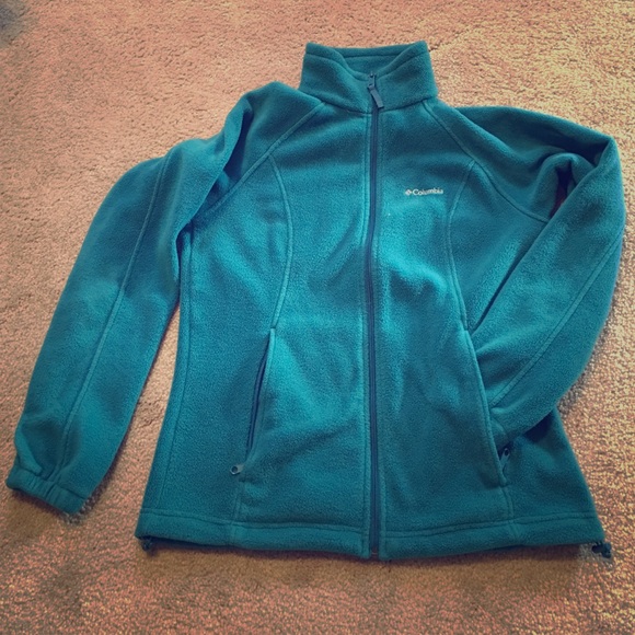 Blue, fleece jacket.