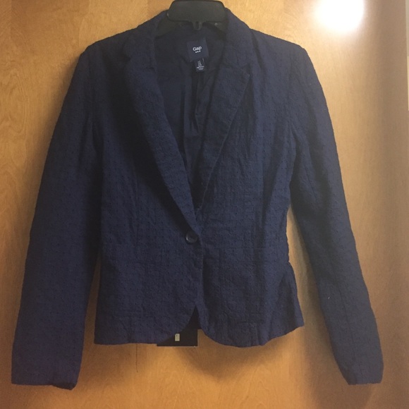 Navy eyelet blazer
