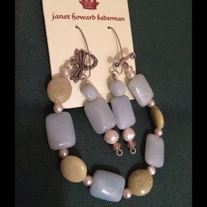 Stone bracelet and earring set