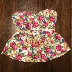 Forever21 floral peplum tube top