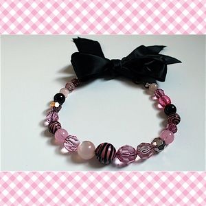 🎀 Pink Bead Necklace with Bow 🎀