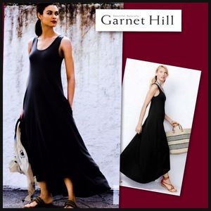 Garnet Hill high-low cotton/modal black maxidress