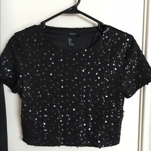 Sparkly black crop top with sequins
