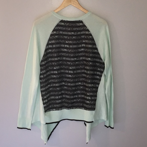 ELLE Flyaway Cardigan NWT Size L Mint & Black - Picture 2 of 4