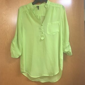 Lime green sheer blouse