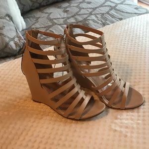 Tan Strappy wedges