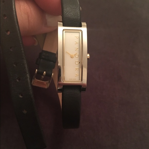 Black Leather Wrap Pandora Watch