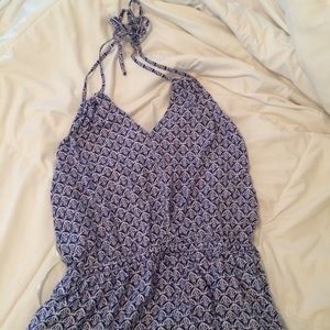 blue printed romper