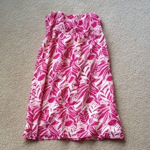 American Eagle pink strapless floral dress