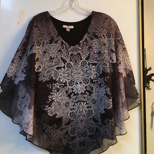Embellished poncho style blouse