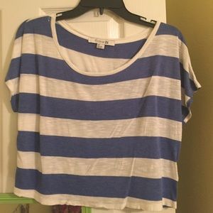 Blue and White Stripe Crop Tee