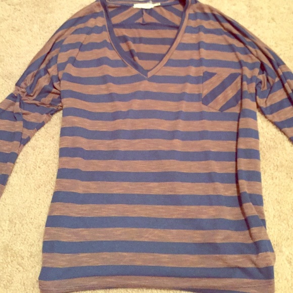 BLU PEPPER 3/4 Length Blue Striped Tee