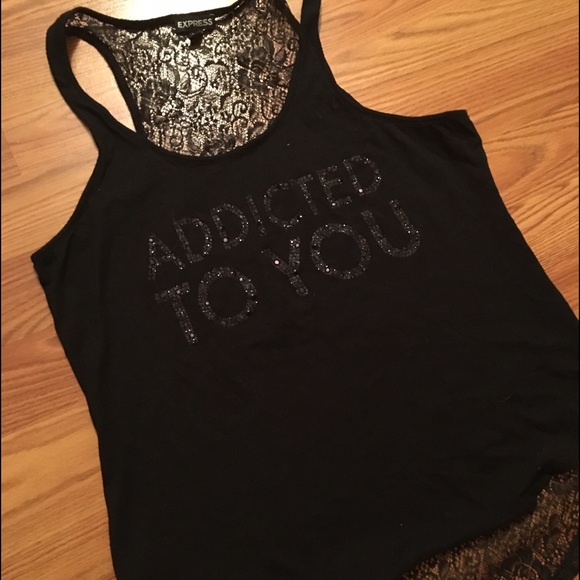 express "addicted to you" lace back tank!💋