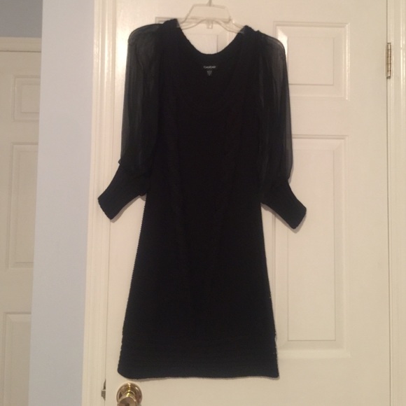 NBW black Bebe knit dress with mesh sleeves
