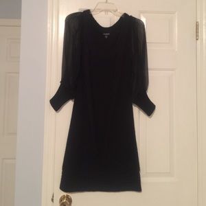 NBW black Bebe knit dress with mesh sleeves
