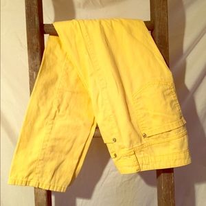 Yellow Denim Crop Pant