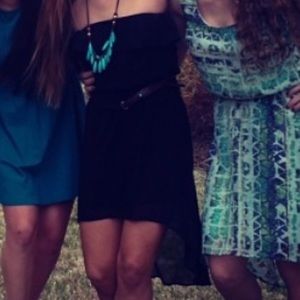 Black strapless high low dress