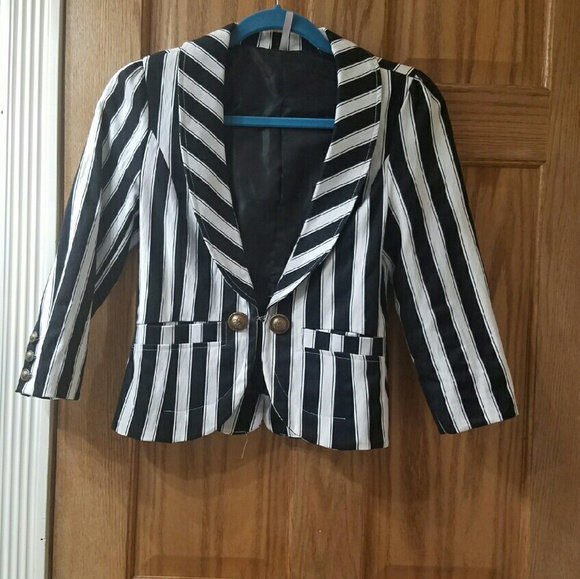 Black and white striped  blazer
