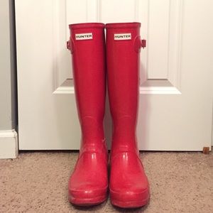 Red Tall Hunter Boots Size 6