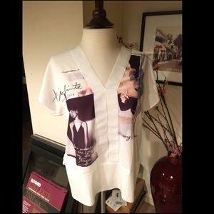 Zara White W/B Blouse