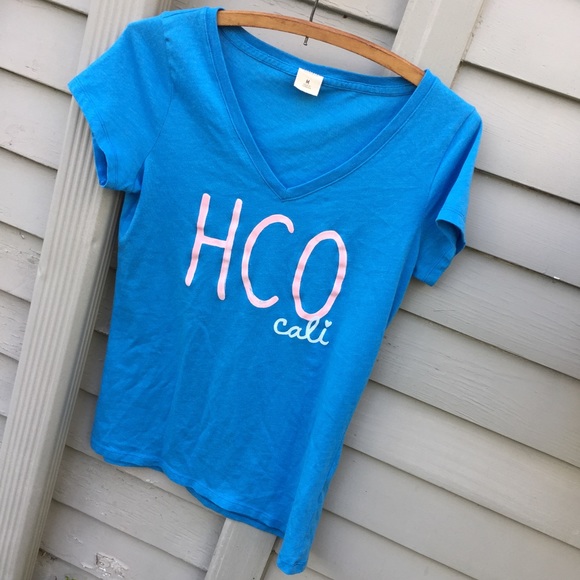 Hollister HCO blue short sleeve cotton T-shirt