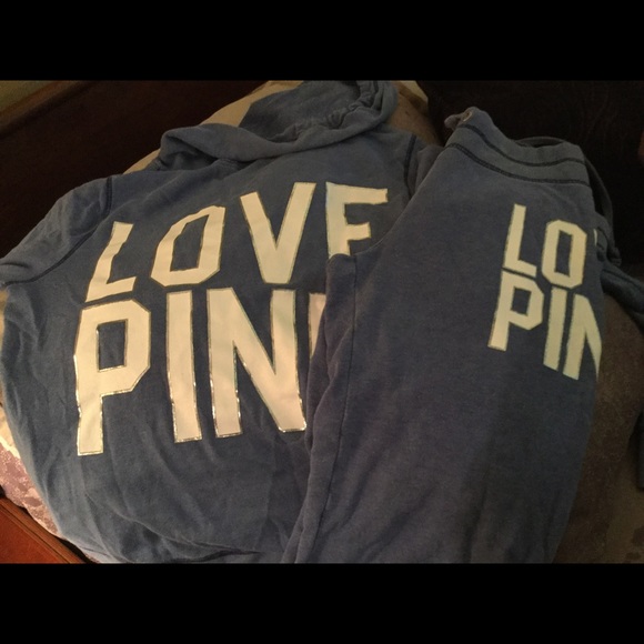 VS Pink size large hoodie and crop sweats.
