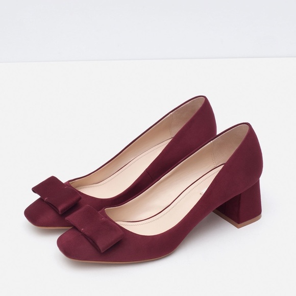 Zara block heel shoes with bow