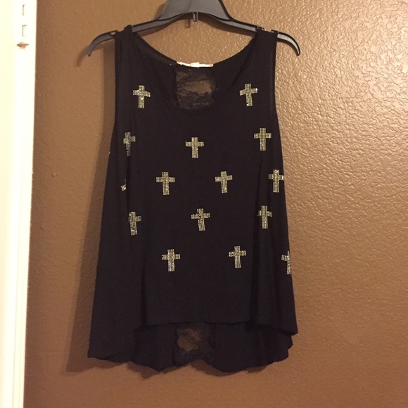 Rhinestone cross tank