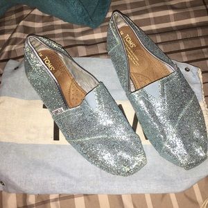 Baby Blue Glittery TOMS. Size 11 women's.