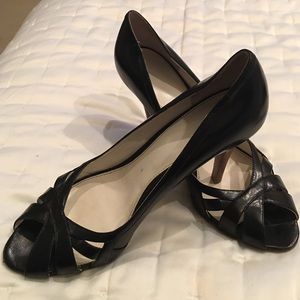 Calvin Klein black open toed pumps