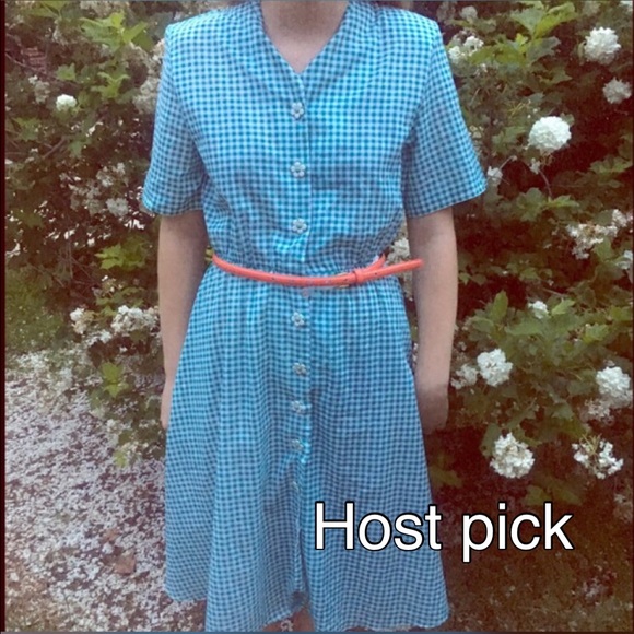 Vintage Dresses & Skirts - vintage dress with flower buttons green checkered