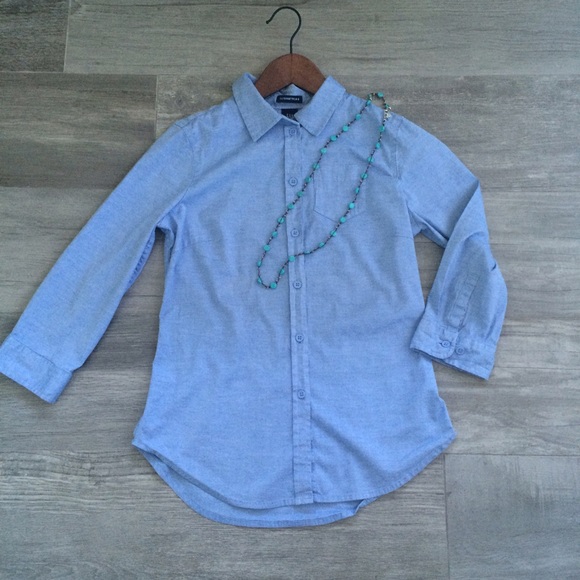 Gap stretch women's blue button down shirt