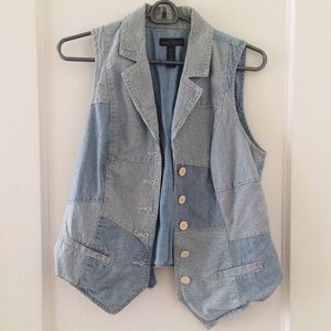 Lauren Jeans patchwork asymmetrical denim vest