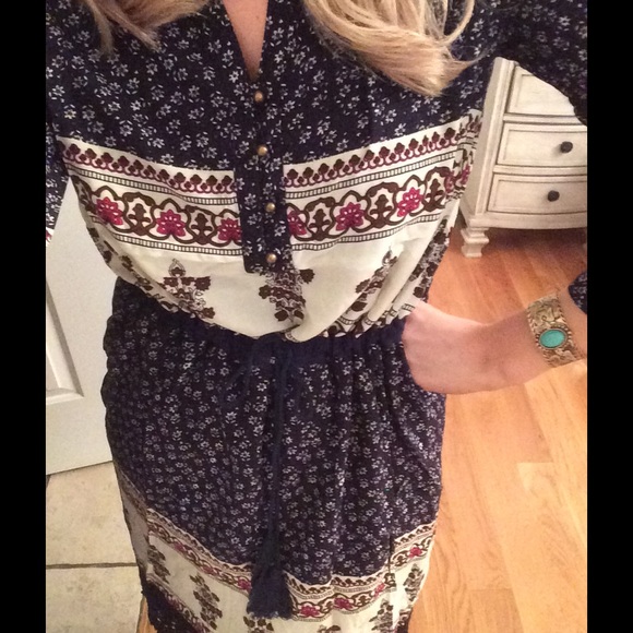 ‼️LAST Clearance Navy Blue Print Dress/Tunic - Picture 2 of 3