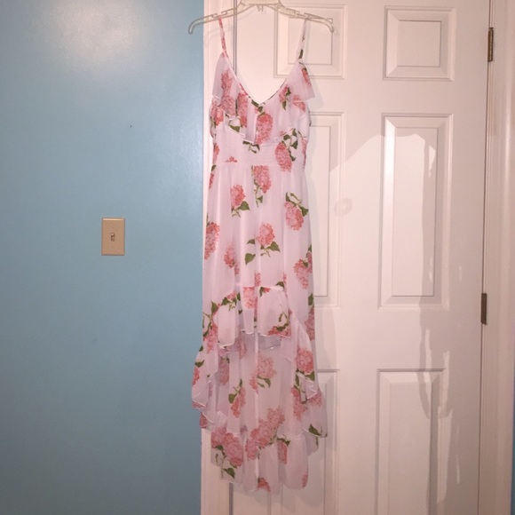 White, flower dress.