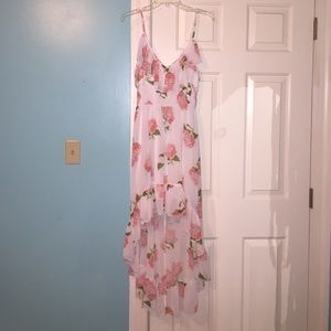 White, flower dress.