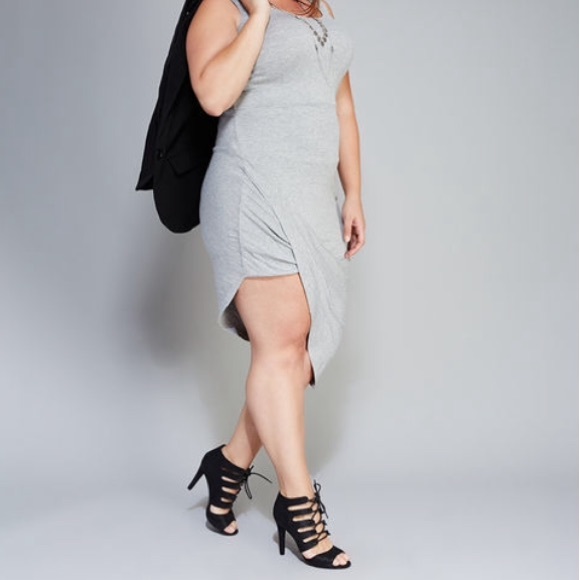 Wet Seal Dresses & Skirts - BLACK Plus size asymmetrical ribbed knit dress