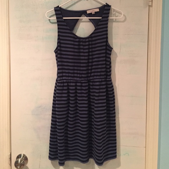 Blue and black striped dress