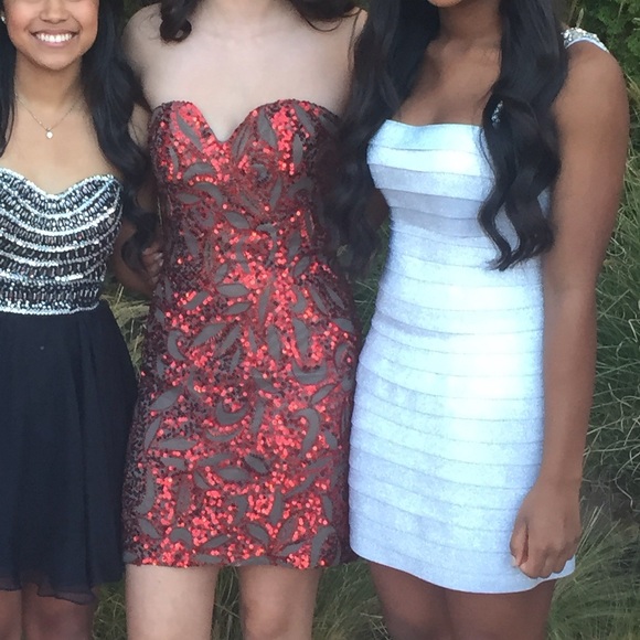 Red/gray short homecoming or prom dress